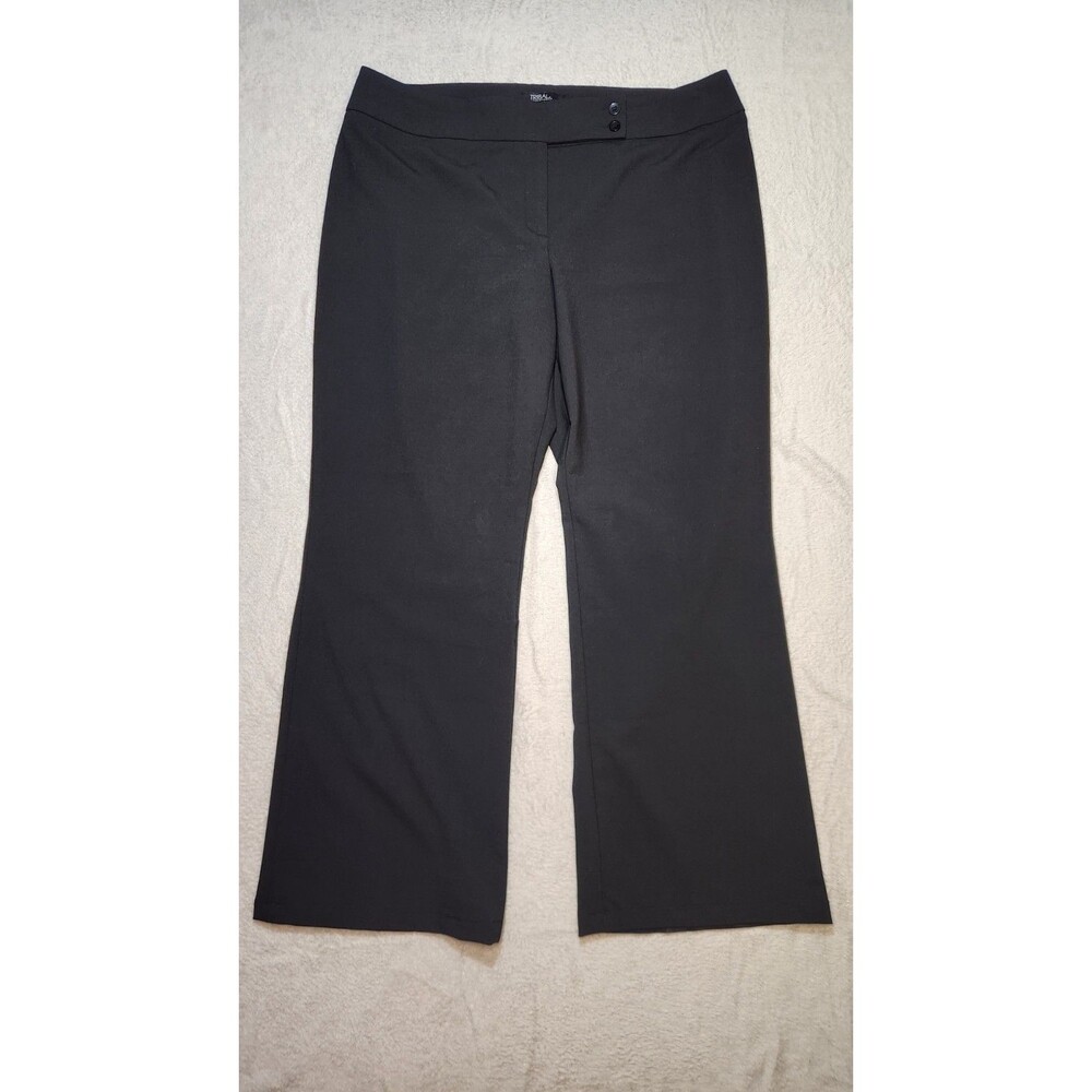 Tribal Women's Black Stretch Dress Pants Button Closure Straight Leg Flat Front